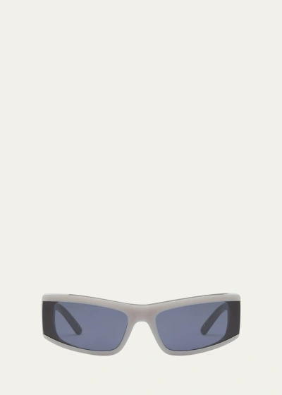 Balenciaga Men's Bb0301sm Acetate Rectangle Sunglasses In Gray