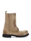 Balenciaga Men Beige Ankle Boots With Logo Patch On The Front And Logo Lettering On The Rear In Leat In Brown