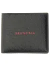 Balenciaga Men Bi-fold Leather Wallet In Black