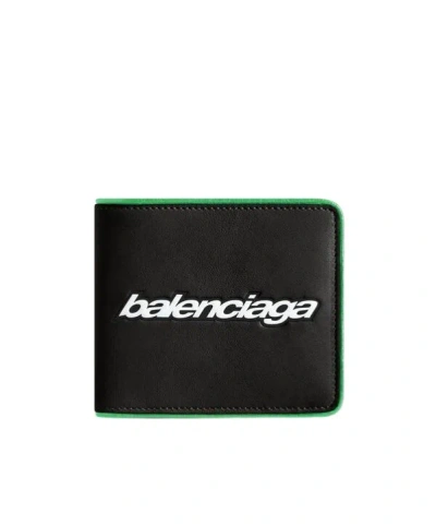 Balenciaga Biker Logo-detail Lambskin Wallet In Purple