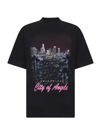 Balenciaga Men Black City Of Angels Medium Fit T-shirt