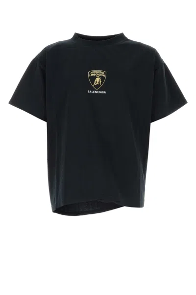 Balenciaga Automobili Lamborghini-emblem Cotton T-shirt In Black