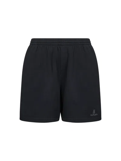 Balenciaga Men Black Dry Fleece Nano Bb Shorts