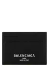 Balenciaga Black Credit Cardholder In Hammered Leather In Black
