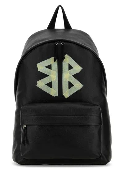 Balenciaga Men Black Leather Explorer Backpack