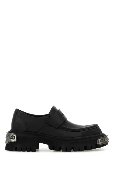 Balenciaga Men Black Leather Tractor Loafers