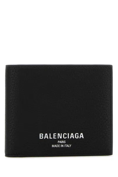 Balenciaga Men Black Leather Wallet