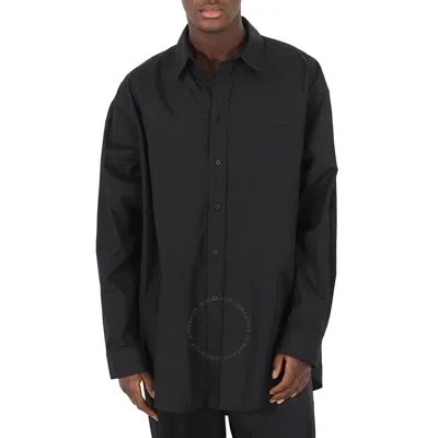 Balenciaga Men's Black Logo Large Fit Shirt In Metallic