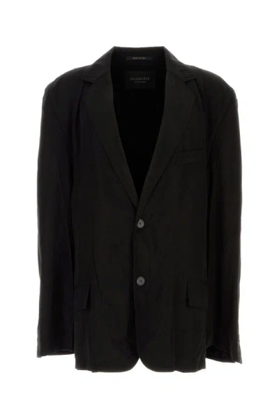 Balenciaga Men Black Lyocell Blazer