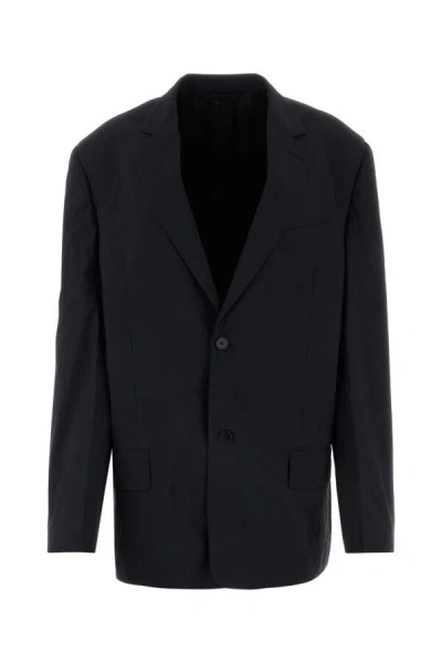 Balenciaga Men's Nylon Oversize Blazer In Blue