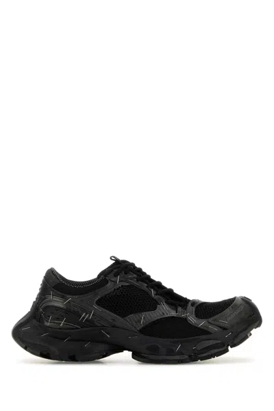 Balenciaga Men Black Synthetic Leather And Mesh Stapler Trainers