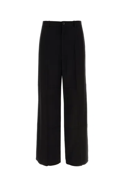 Balenciaga Men Black Twill Wide-leg Pant