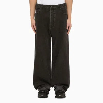 BALENCIAGA MEN'S BLACK WASHED OVERSIZED BAGGY JEANS FOR SS24