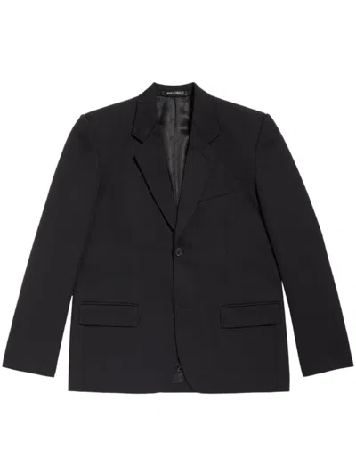 Balenciaga Men's Black Wool Single-breasted Blazer Jacket For Ss24 Season