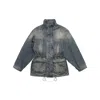 Balenciaga Men's Blue Light Ring Distressed Jacket In Blue