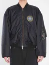 Balenciaga Men Bomber Jacket With Logo In Black