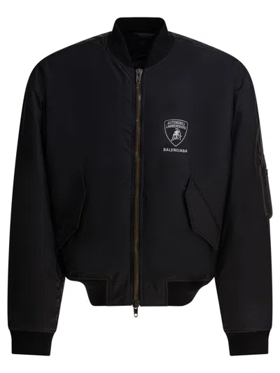 Balenciaga Men Bomber Jacket "automobili Lamborghini" In Black