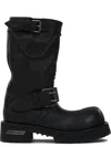 Balenciaga Venom Boots In Black Calf Leather In Animal Print