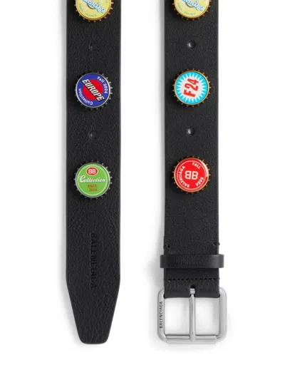 Balenciaga Men's Bottle Caps Belt In Black