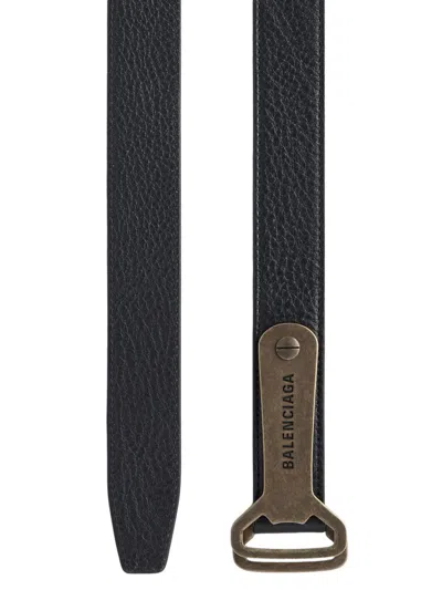 Balenciaga Men's Bottle Opener D Ring Belt In Black