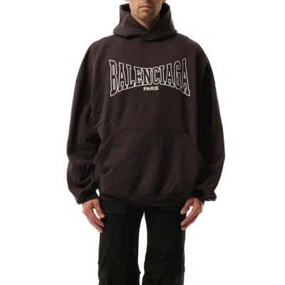 Balenciaga Men's Boxing Large Fit Hoodie In Washed Black/black