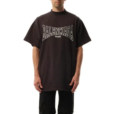 Balenciaga Men's Boxing Oversized T-shirt In Washed Black/black