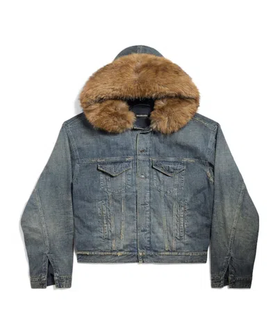 Balenciaga Men's Boxy Jacket In Blue