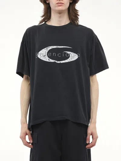 Loop Sports Icon ボクシー T シャツ Balenciaga Loop Sports Icon Distressed Boxy Logo Graphic T