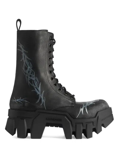 Balenciaga Men's Bulldozer Lace-up Booties In Black