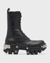 Balenciaga Bulldozer Platform Leather Boots In 1081 Black/silver