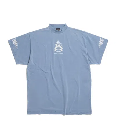 Balenciaga Men's Burning Unity T-shirt Oversized In Light Blue