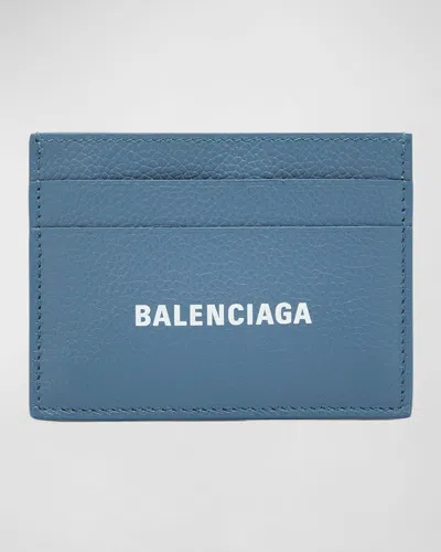 Balenciaga Men's Calfskin Cash Card Holder In Blue