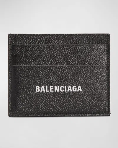 Balenciaga Men's Calfskin Cash Card Holder In Black