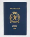 Balenciaga Printed Leather Passport Holder In Blue