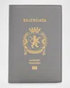 Balenciaga Men's Calfskin Logo Passport Holder In Gray