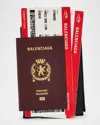 Balenciaga Men's Calfskin Passport Phone Holder In Burgundy