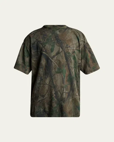 Balenciaga Men's Camouflage Jersey Sports Logo T-shirt In Green