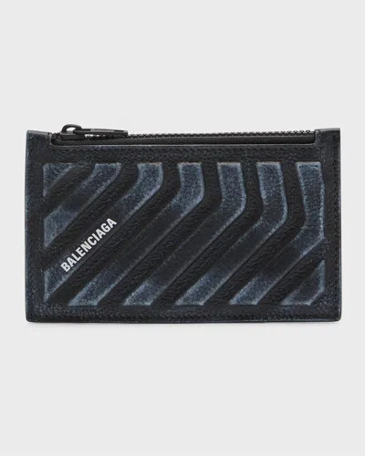 Balenciaga Men's Car Long Coin And Card Holder Dirty Effect In 1091 Black   White Dirt