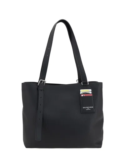Balenciaga Men Card Detail Shoulder Bag In Black