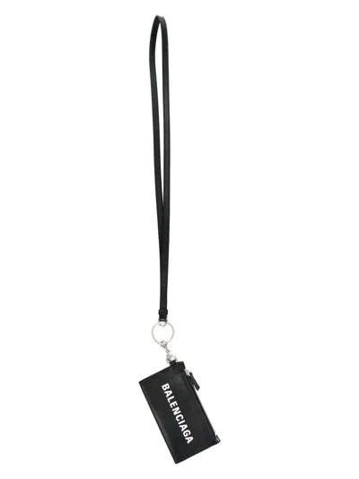 Balenciaga Men's Cash Card Case On Keyring In Blackwhite