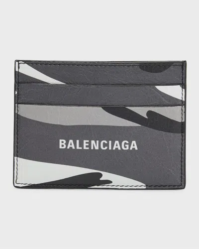 Balenciaga Men's Cash Card Holder Camo Print In Gray