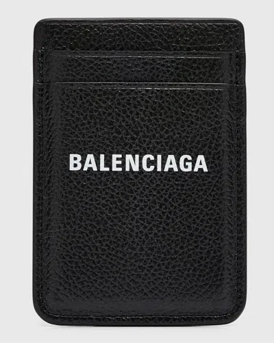 Balenciaga Men's Cash Iphone Magnet Card Holder In Black