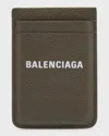 Balenciaga Men's Cash Iphone Magnet Card Holder In 3190 Khaki/ L White