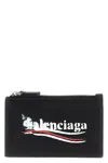 Balenciaga Leather Card Holder Keyring Attachment In Black