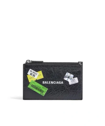 Balenciaga Men's Cash Large Long Coin And Card Holder In Black/multicolor