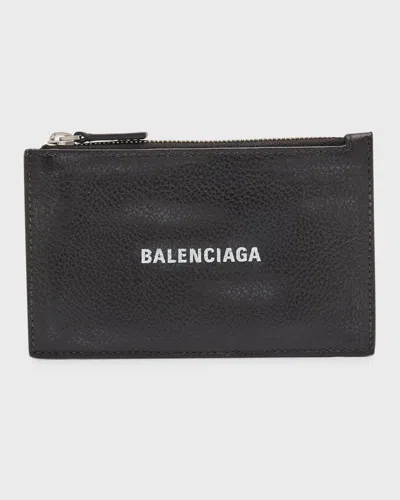 Balenciaga Men's Cash Large Long Coin And Card Holder Used Effect In Black
