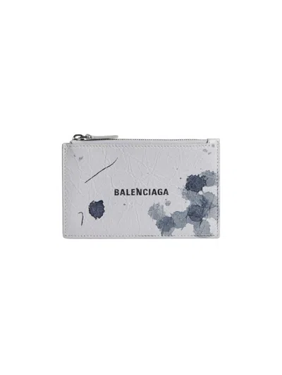Balenciaga Men's Cash Long Coin And Card Holder In Gray