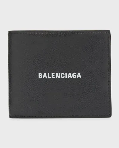 Balenciaga Men's Cash Square Folded Coin Wallet Used Effect In 1000 Black