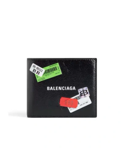 Balenciaga Men's Cash Square Folded Wallet In Black/multicolor
