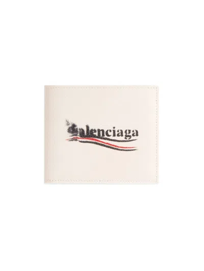 Balenciaga Men's Cash Square Folded Wallet In Light Beige